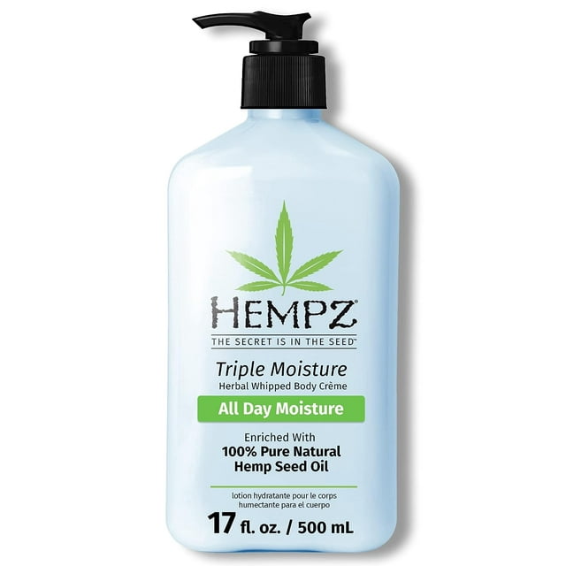 Kem dưỡng ẩm toàn thân Hempz Triple Moisture Herbal Whipped Body Crème Lotion, 17 Fl Oz