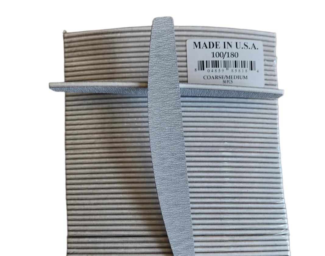 Limas de uñas profesionales, grano 80/80, rectángulo de cebra gigante (50 piezas en un paquete), fabricadas en EE. UU.