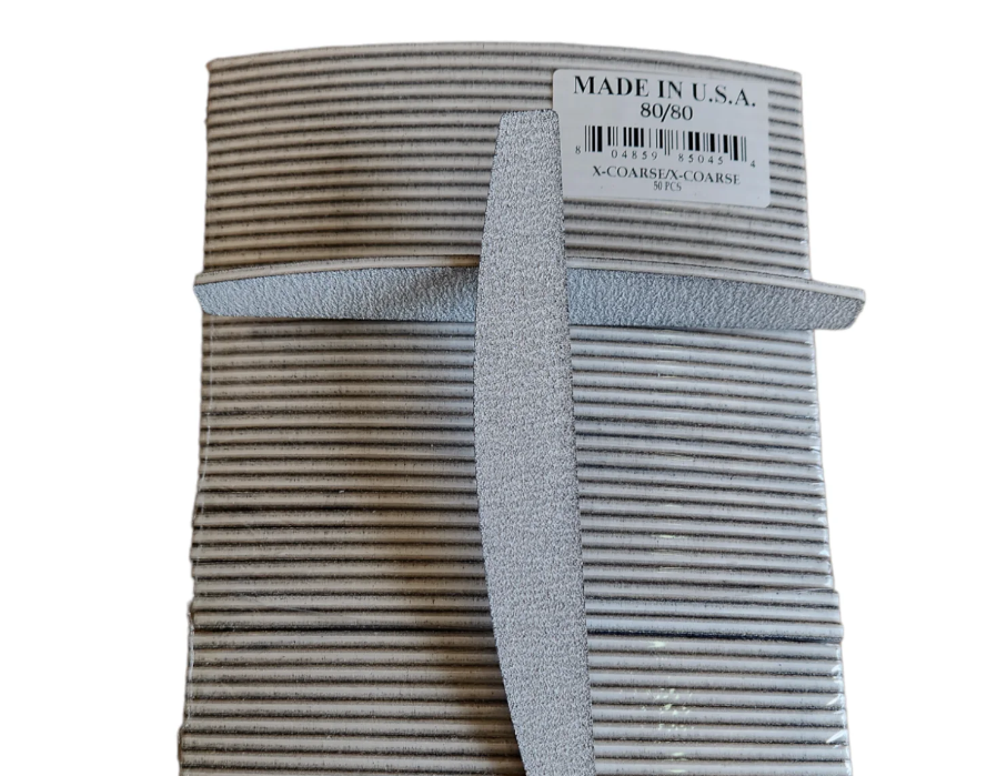 Limas de uñas profesionales, grano 80/80, rectángulo de cebra gigante (50 piezas en un paquete), fabricadas en EE. UU.