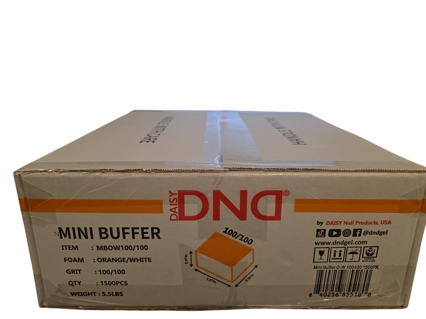 Cre8tion Professional Nails Buffer Naranja Blanco Premium 3 Vías - Grano 80/100 (Caja de 500 piezas)