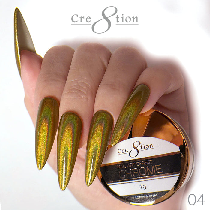 Cre8tion Chrome Nail Art Effect 1g - 04 Gold Hologram Metallic