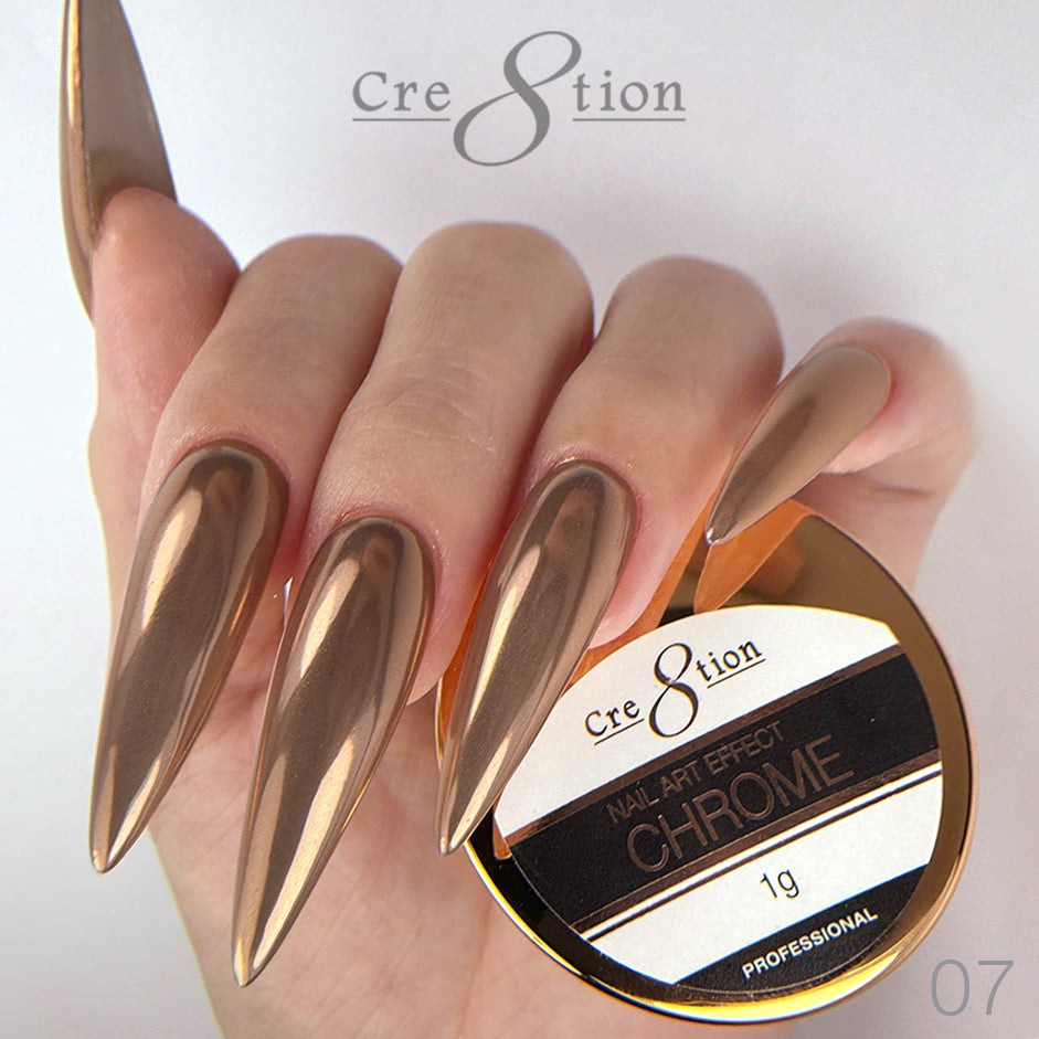 Cre8tion Chrome Nail Art Effect 1g - 07 Rose Gold Chrome