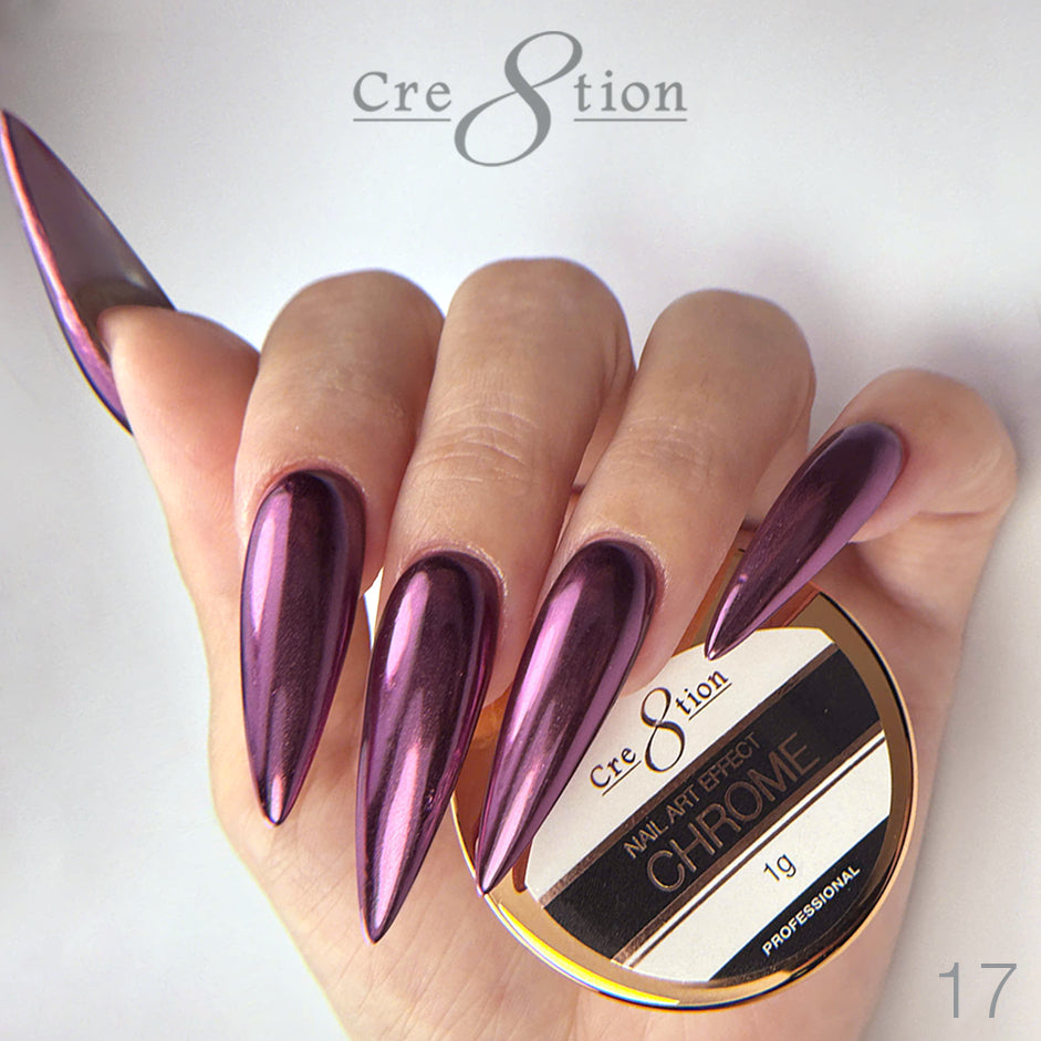 Cre8tion Chrome Nail Art Effect 1g - 17 Hot Pink
