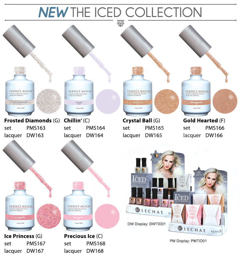 LeChat Perfect Match Manicura pedicura Soak off gel + Esmalte de uñas Colección *THE ICED*