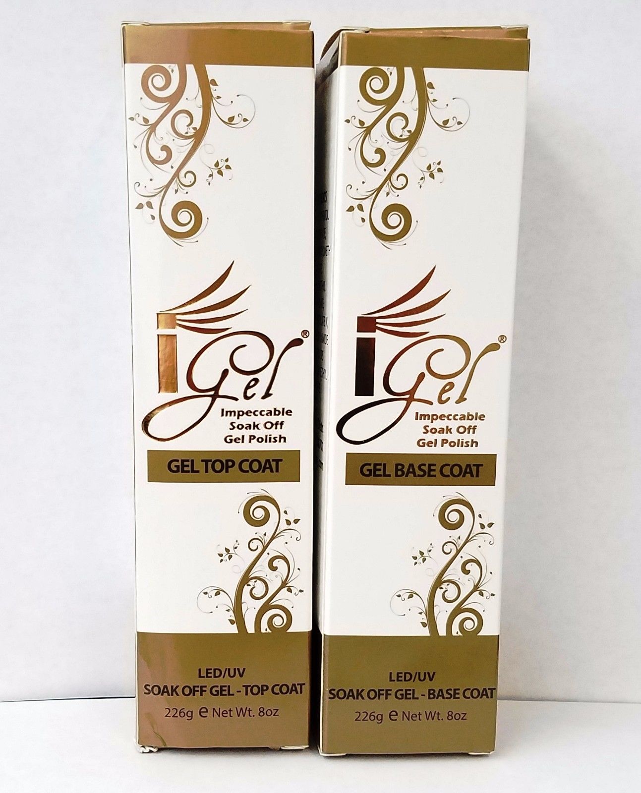 IGEL - IMPECABLE Soak Off Gel - Refill TOP COAT & BASE COAT - 8oz