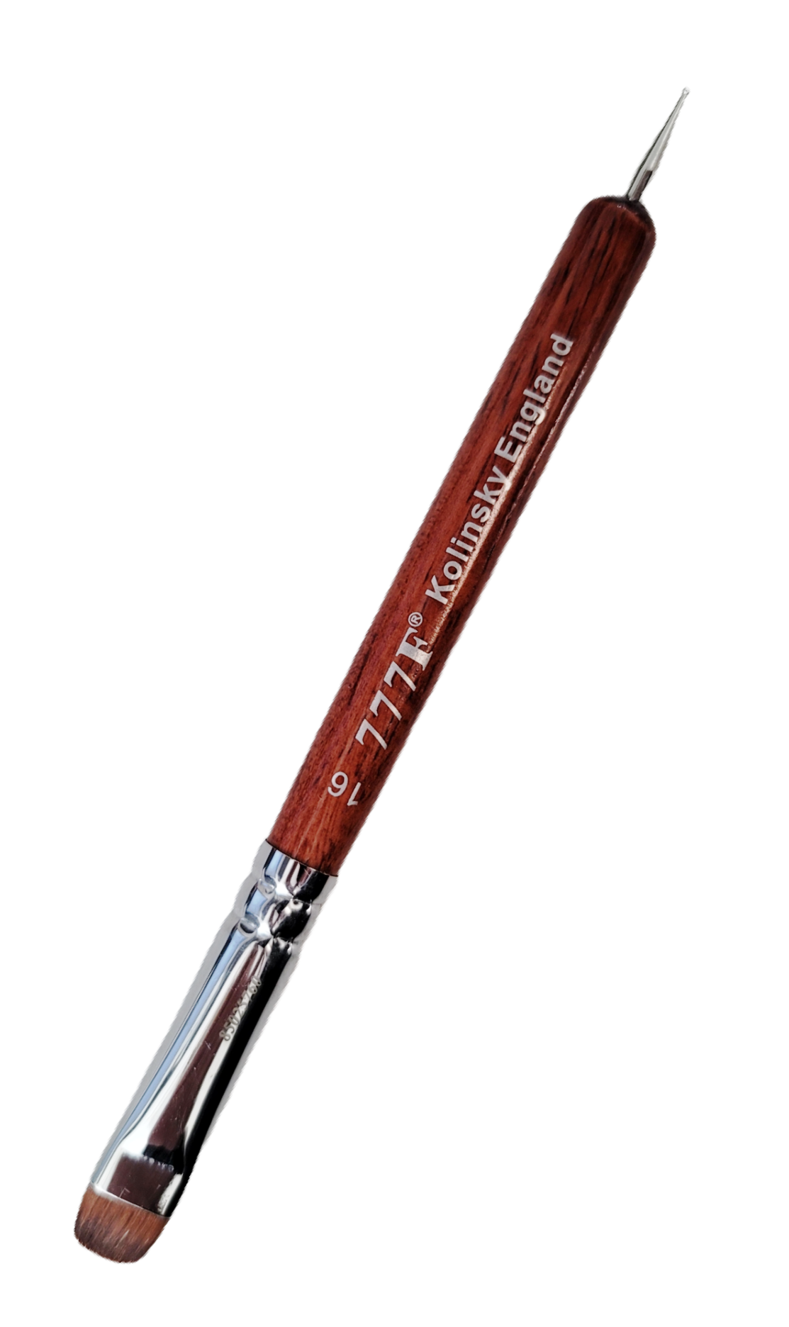 Cọ làm móng tay & móng chân 777F cán gỗ màu đỏ kèm dụng cụ chấm bi, cỡ #16