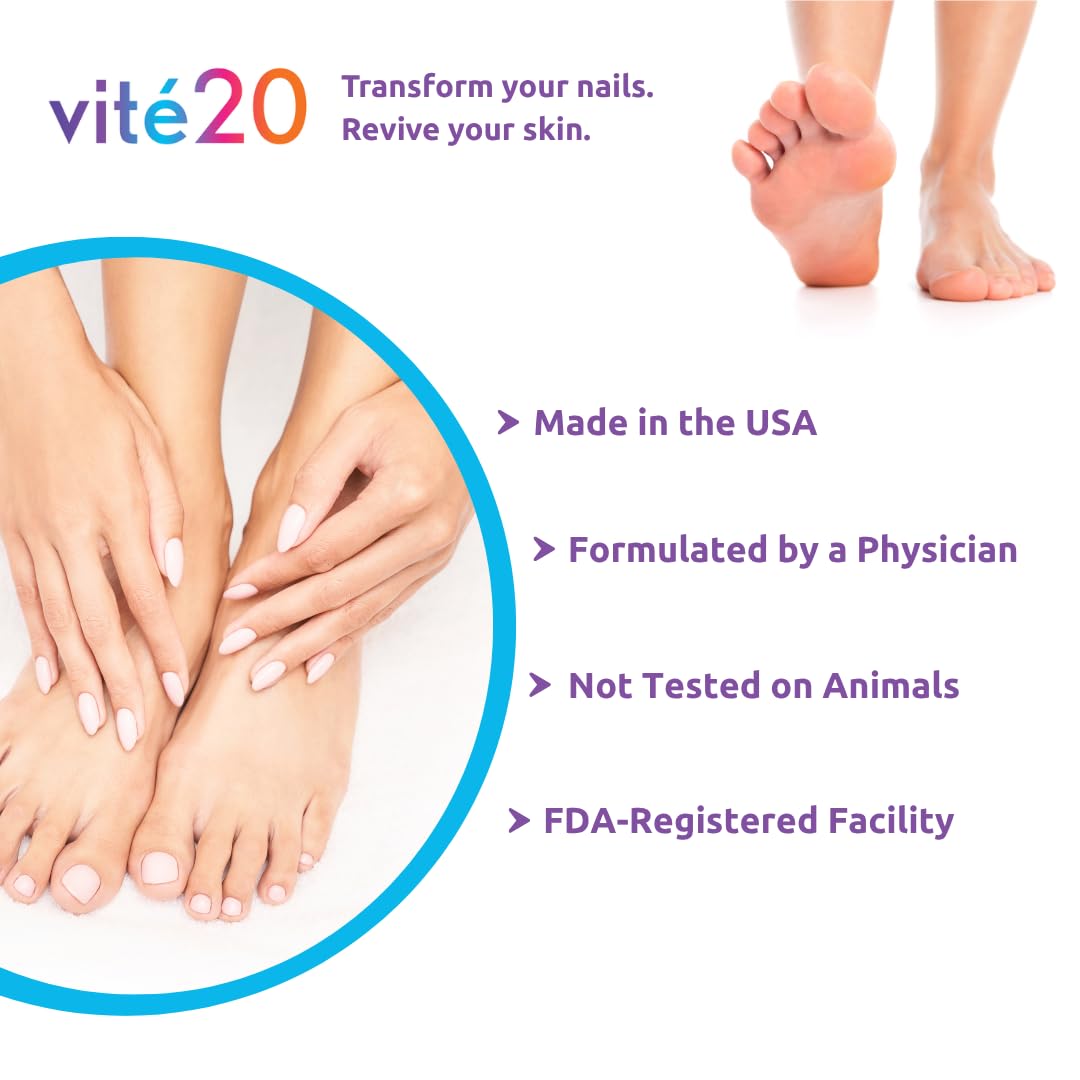 VITÉ20 Nail Health Serum – Improves Nail Appearance for Discoloration, Thick, Brittle & Cracking Nails – Moisturizes & Conditions – Easy Brush-On Applicator for Fingernails & Toenails – 0.5 fl oz (Pack of 2)