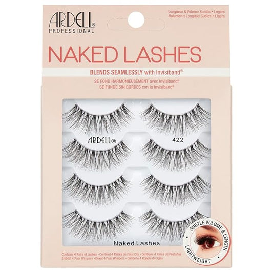Ardell Naked Lashes 422 Multipack, Natural-looking and Lightweight False Eyelashes, 4-pairs