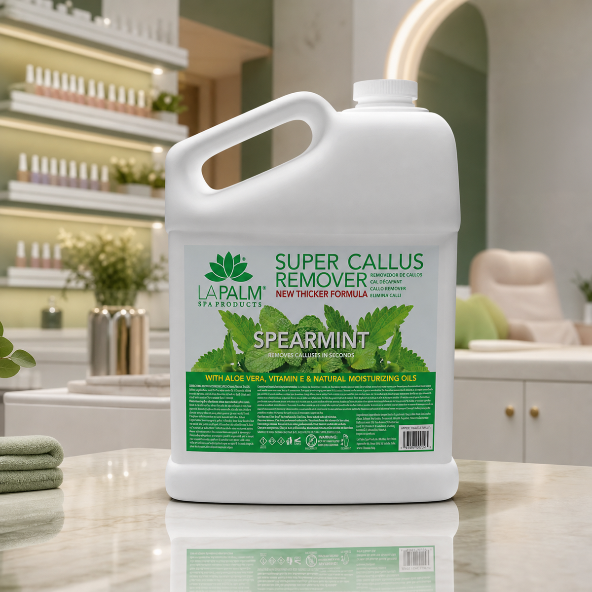 La Palm Super Callus Remover Spearmint Eucalyptus 1 Gallon – manufacturer bottle detail