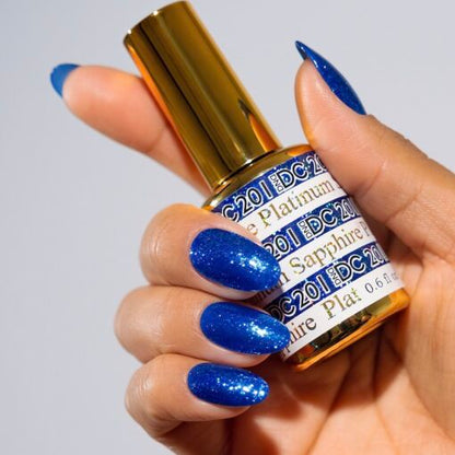DND DC Platinum - Gel ngâm trong hiệu ứng kim tuyến lấp lánh - #201 Sapphire 