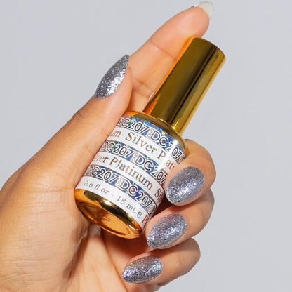 DND DC Platinum - Gel ngâm trong hiệu ứng kim tuyến lấp lánh - #207 Bạc 