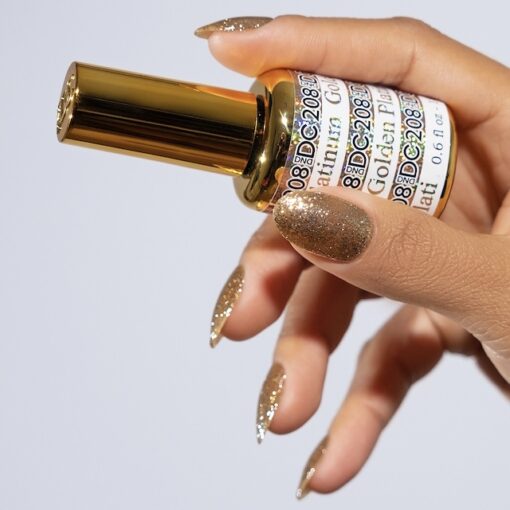 DND DC Platinum - Gel ngâm trong hiệu ứng kim tuyến lấp lánh - #208 Vàng 