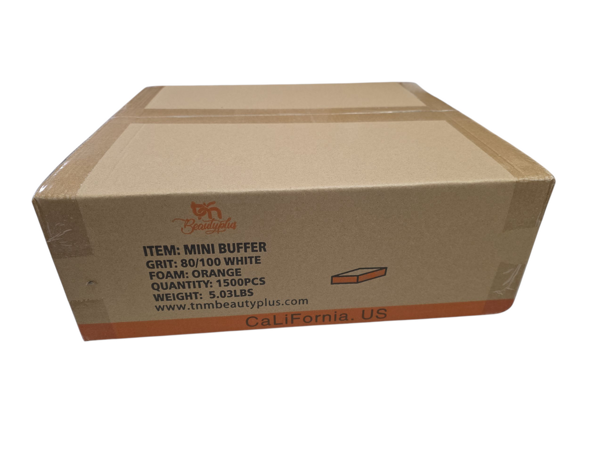 Buffer Boxd TNM BeautyPlus 2 Way Grit 80/100 Mini Orange White Buffer Box/1500ct ...