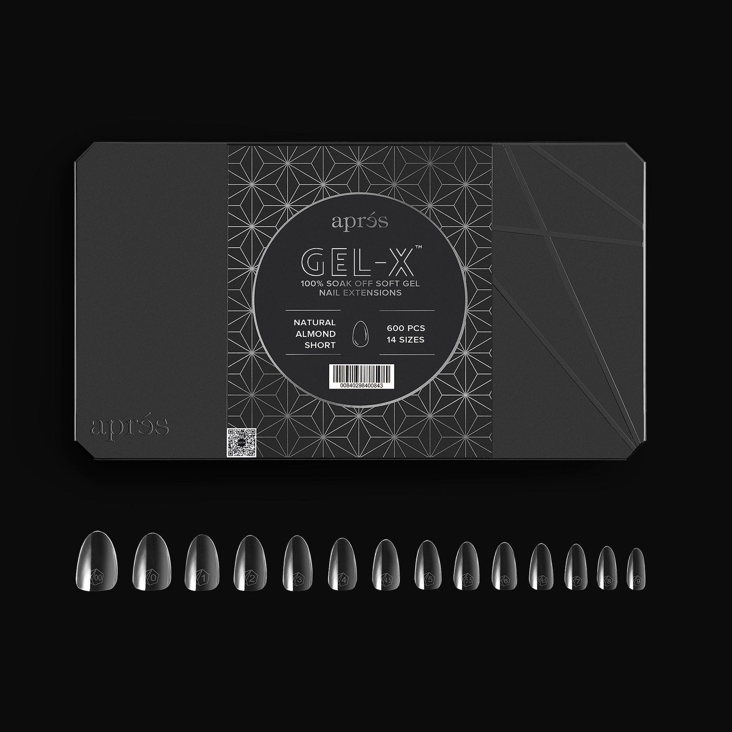 Apres Gel-X Natural Tips Box 14 Sizes - Pro 600pcs - Almond | Short
