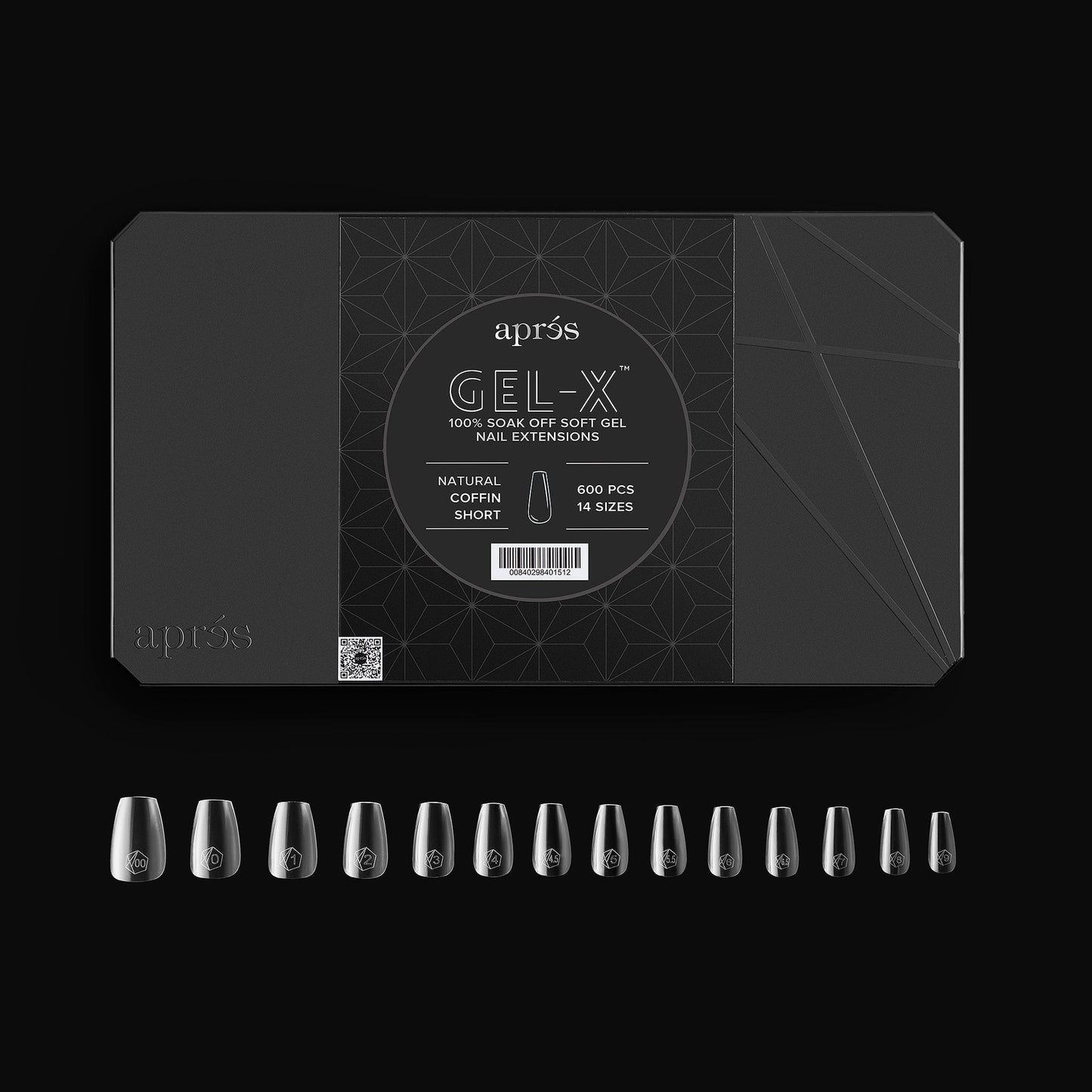 apres GEL-X Natural COFFIN MEDIUM 14 kích cỡ Hộp Mẹo - Pro 600 cái