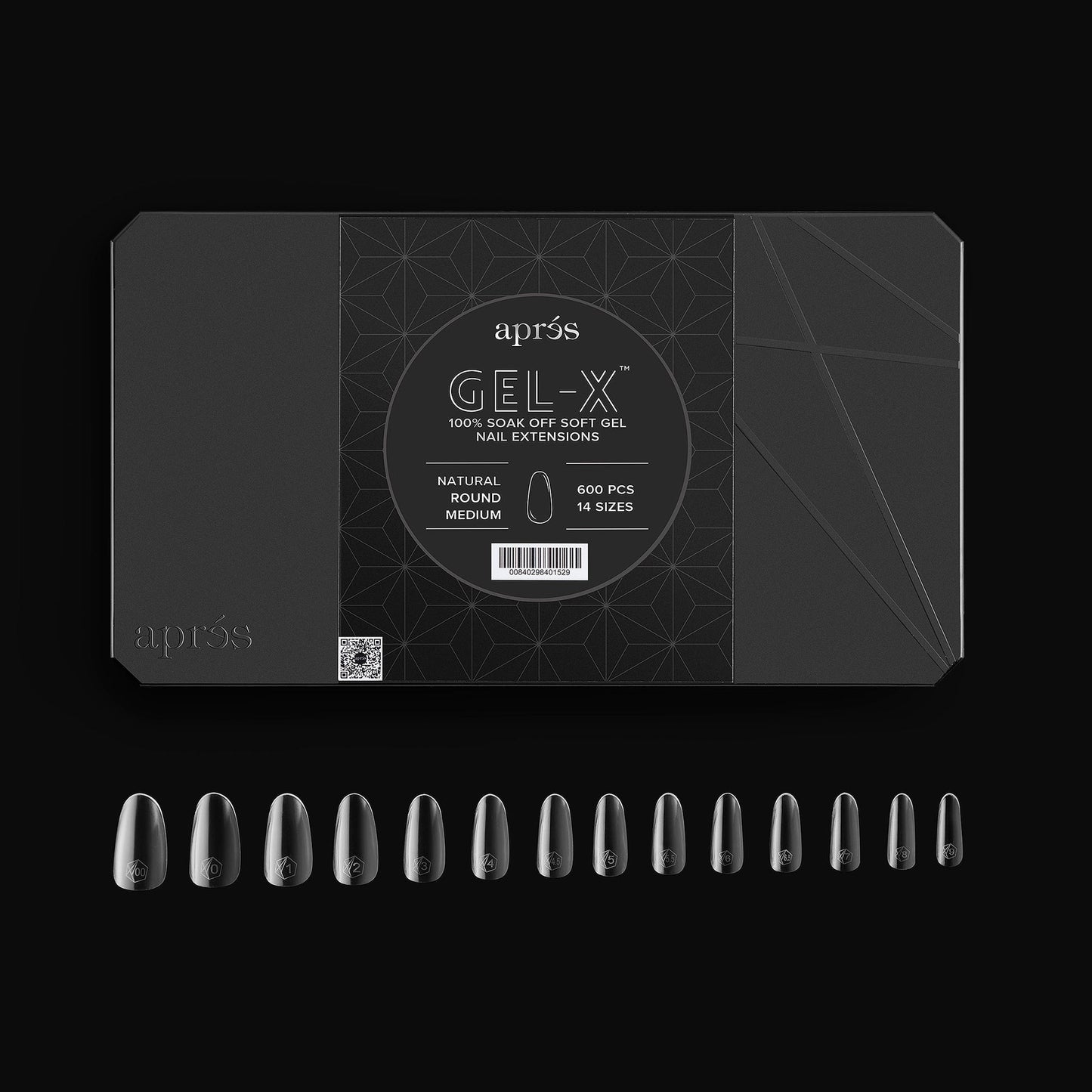 apres GEL-X Natural ROUND MEDIUM 14 kích cỡ Hộp Mẹo - Pro 600 cái