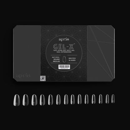 apres GEL-X Natural ROUND MEDIUM 14 kích cỡ Hộp Mẹo - Pro 600 cái