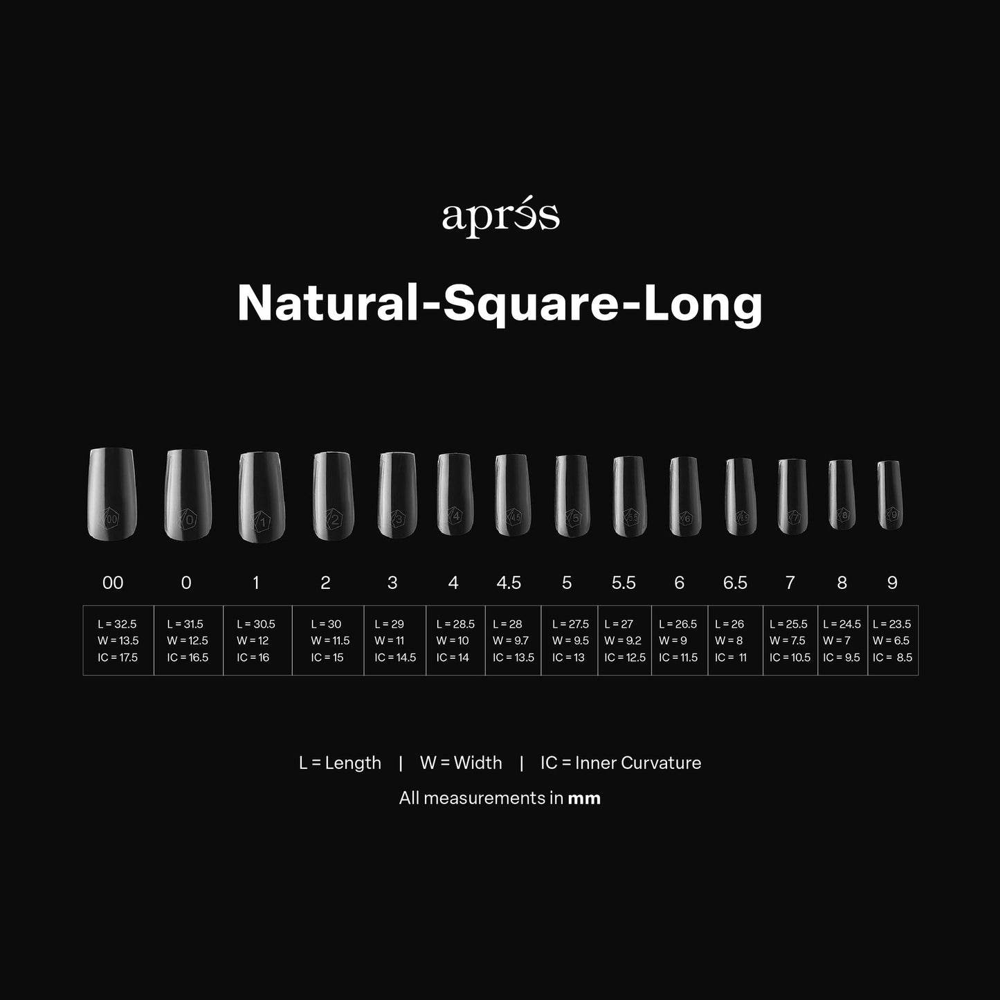 apres GEL-X Natural Square LONG 14 kích cỡ Hộp Mẹo - Pro 600 cái