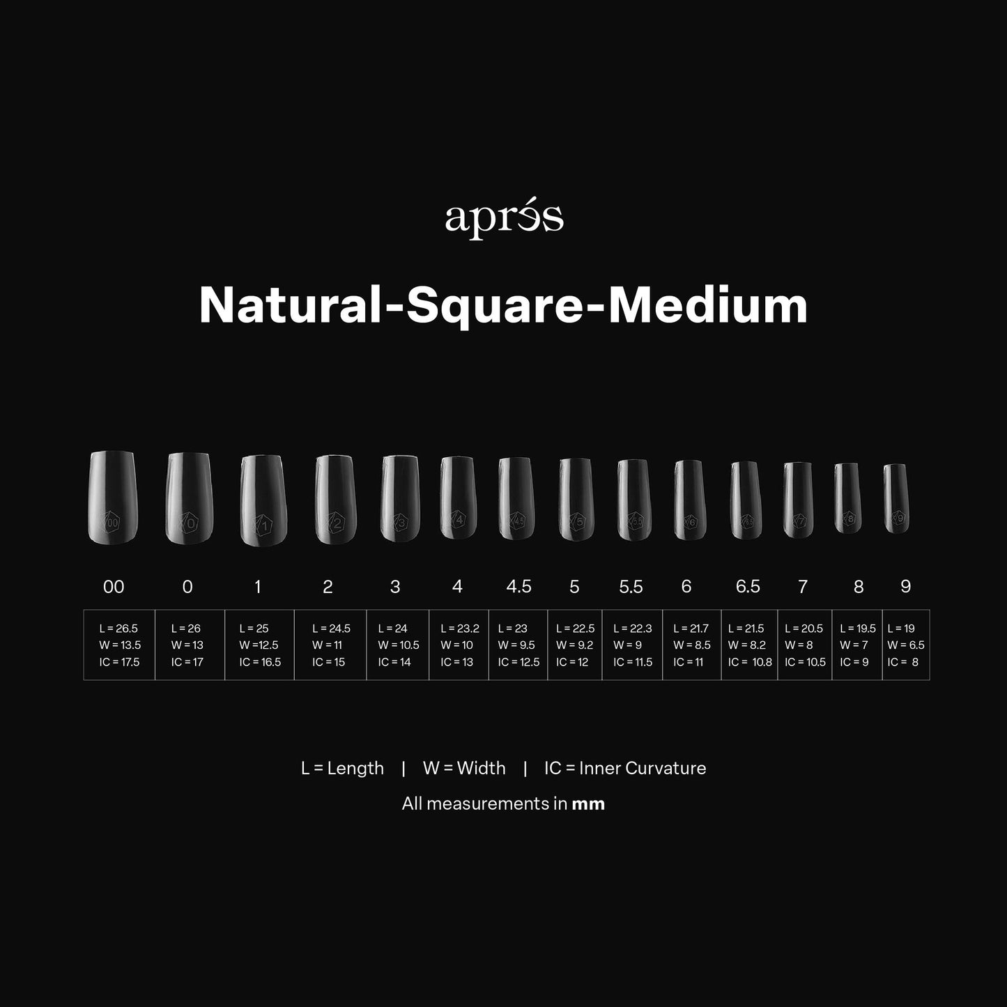 apres GEL-X Natural Square MEDIUM 14 kích cỡ Hộp Mẹo - Pro 600 cái