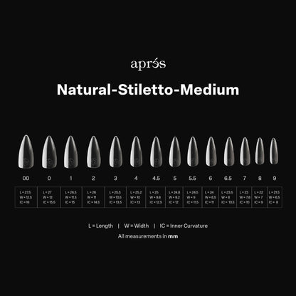 apres GEL-X Natural Stiletto MEDIUM 14 kích cỡ Hộp Mẹo - Pro 600 cái