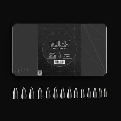 apres GEL-X Natural Stiletto MEDIUM 14 kích cỡ Hộp Mẹo - Pro 600 cái