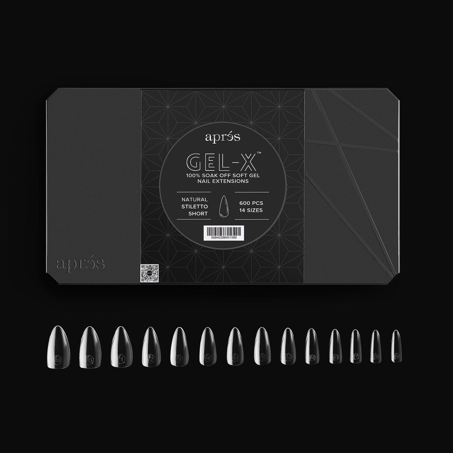 apres GEL-X Natural Stiletto SHORT 14 kích cỡ Hộp Mẹo - Pro 600 cái
