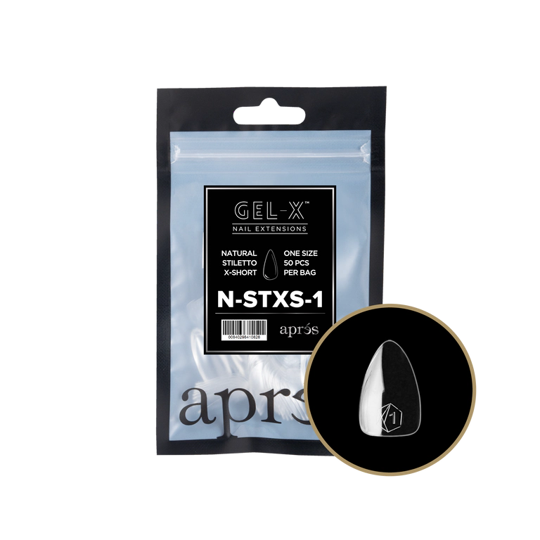 Apres Gel-X Natural Refill Bag 50pcs - Size #00 - 9 - Stiletto | Short