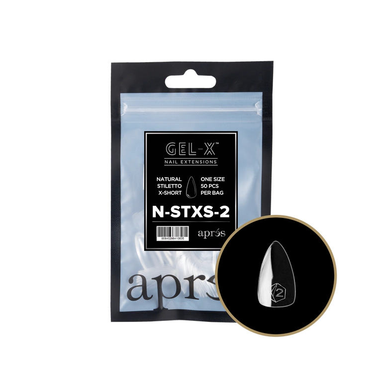 Apres Gel-X Natural Refill Bag 50pcs - Size #00 - 9 - Stiletto | Short
