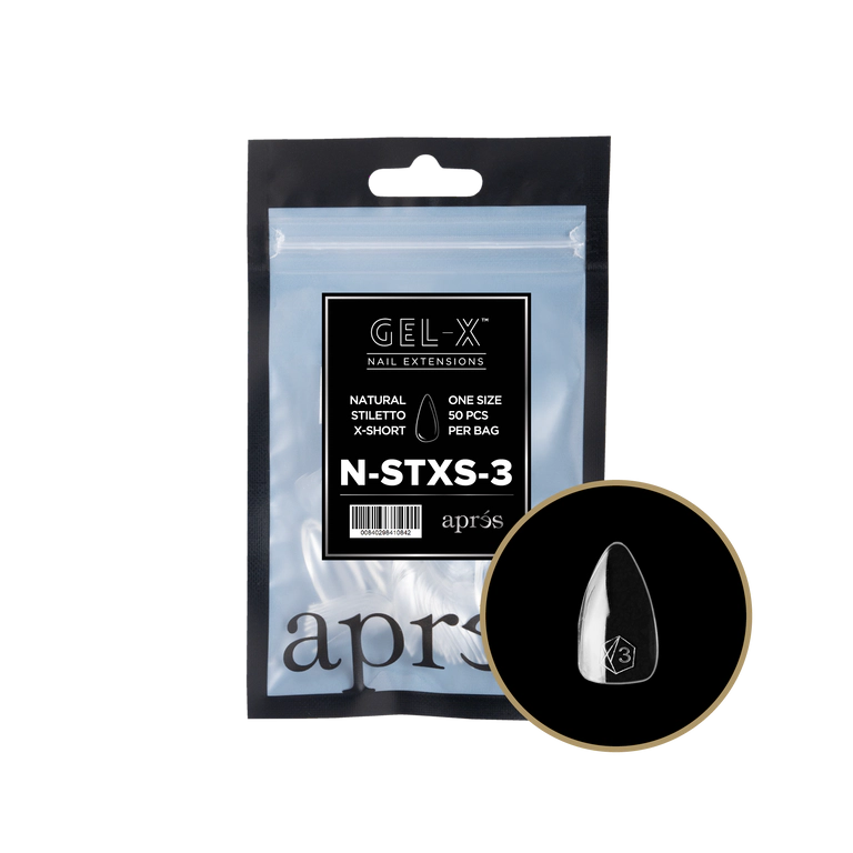 Apres Gel-X Natural Refill Bag 50pcs - Size #00 - 9 - Stiletto | Short