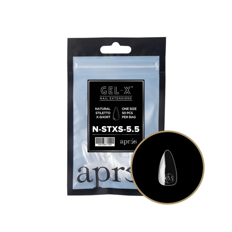 Apres Gel-X Natural Refill Bag 50pcs - Size #00 - 9 - Stiletto | Short