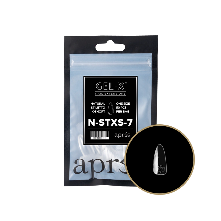 Apres Gel-X Natural Refill Bag 50pcs - Size #00 - 9 - Stiletto | Short