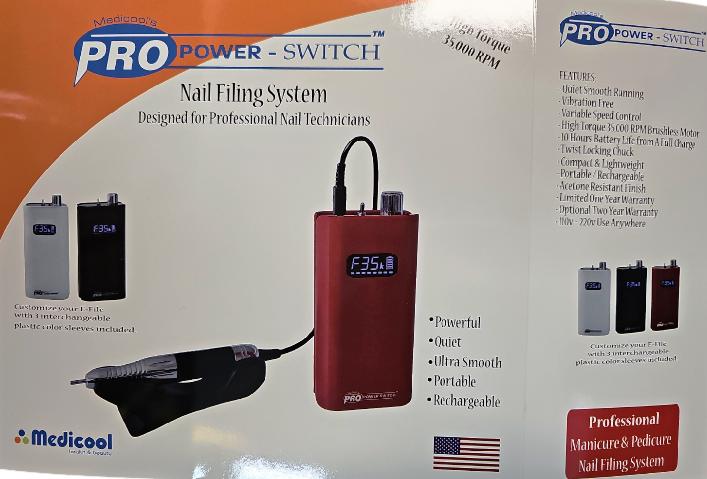 Máy khoan móng tay cầm tay Medicool Pro Power Switch 