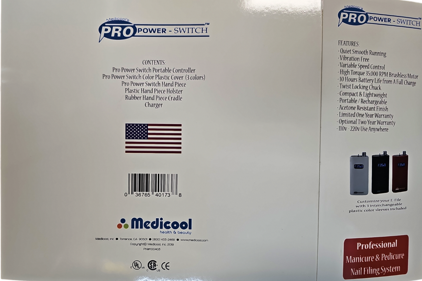 Máy khoan móng tay cầm tay Medicool Pro Power Switch 