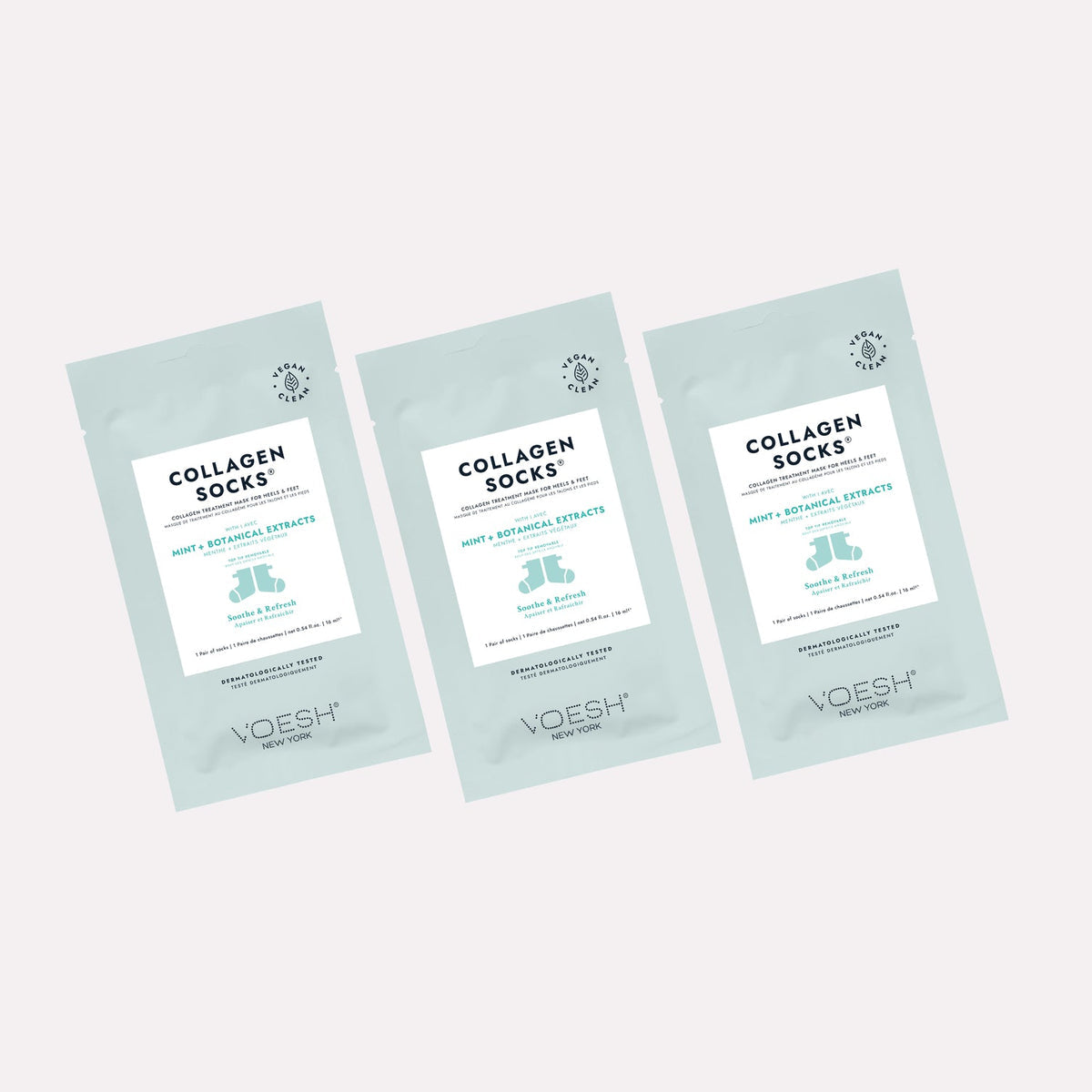 3 Pairs - VOESH - Collagen Gloves with Mint + Botanical Extracts