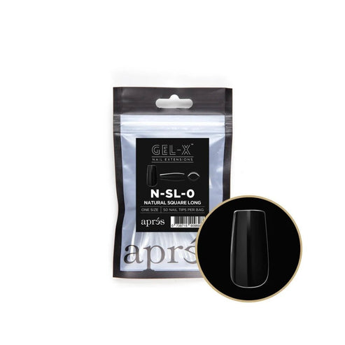 Apres Gel-X Natural Refill Bag 50pcs - Size #00 - 9 - Square | Long