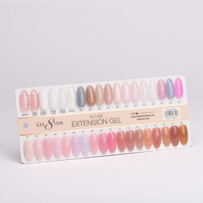 Cre8tion Polygel range color reference chart, sold separately