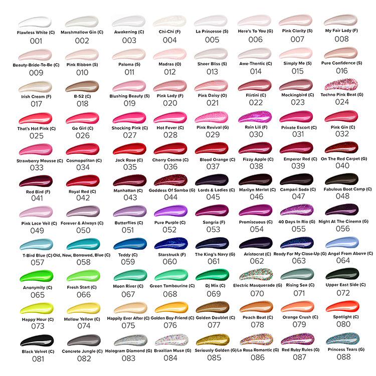 Official LeChat Perfect Match Plus color chart 001–088; chart for reference, one selected duo included