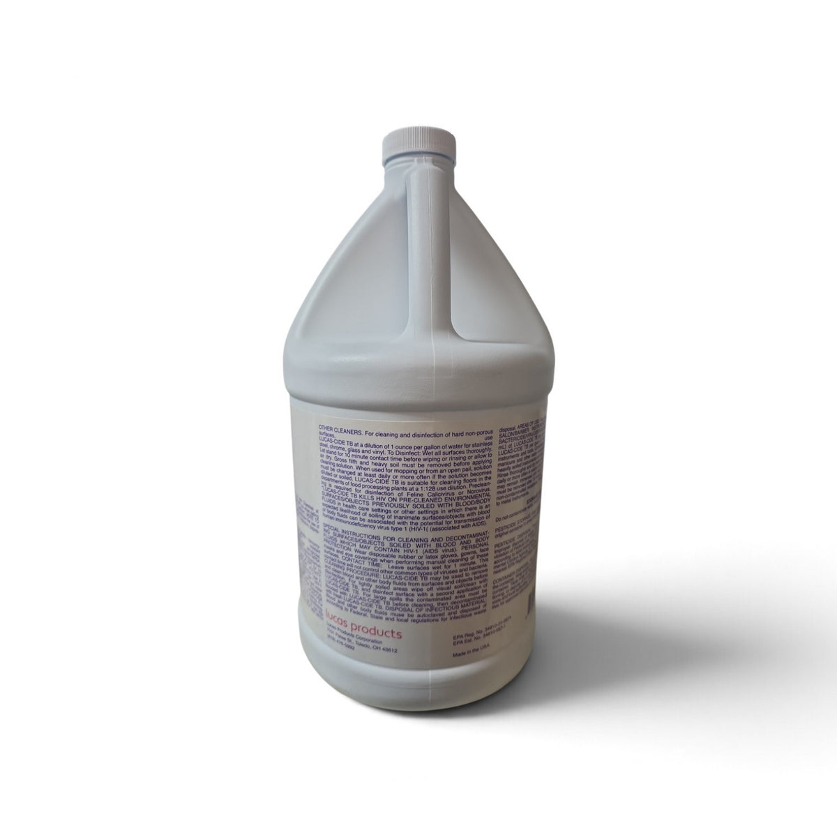 LUCAS-CIDE TB Salon & Spa Disinfectant 128 fl oz back label