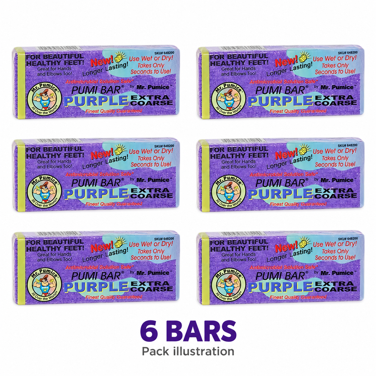 Pack illustration of 6 Mr. Pumice purple coarse bars