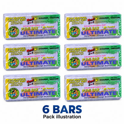 Pack illustration of 6 Mr. Pumice Ultimate dual-sided bars