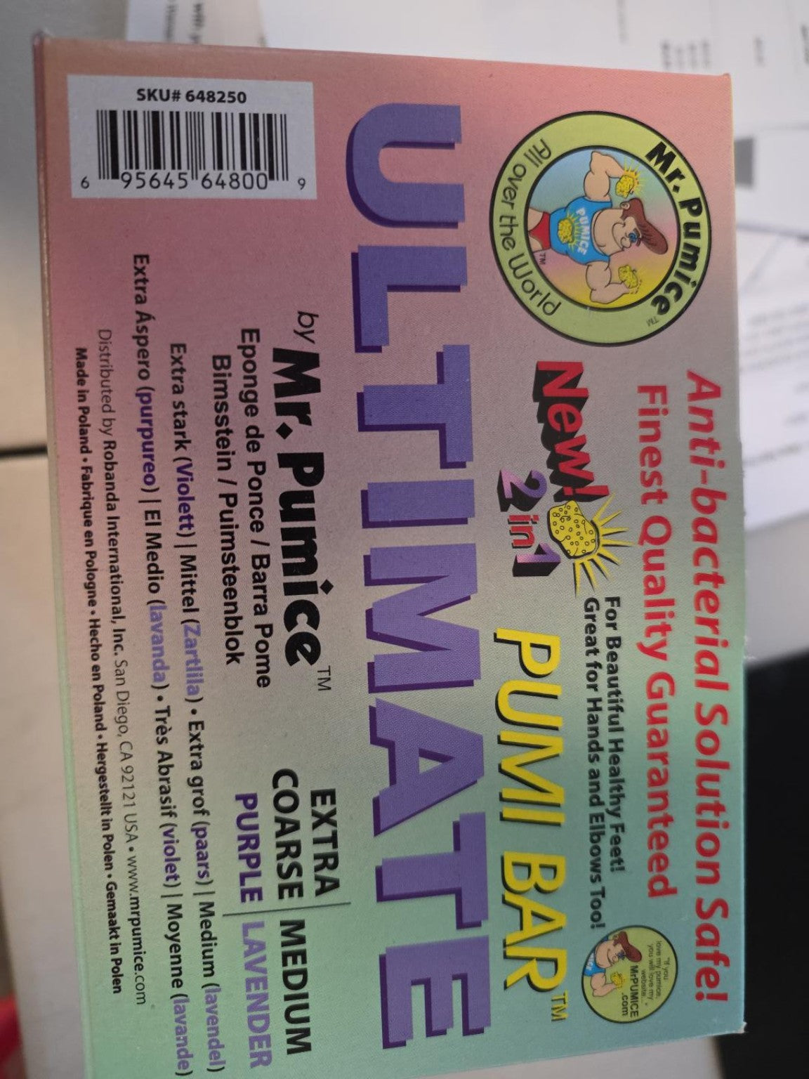 Mr. Pumice Ultimate 2-in-1 box label SKU 648250 UPC 695645648009