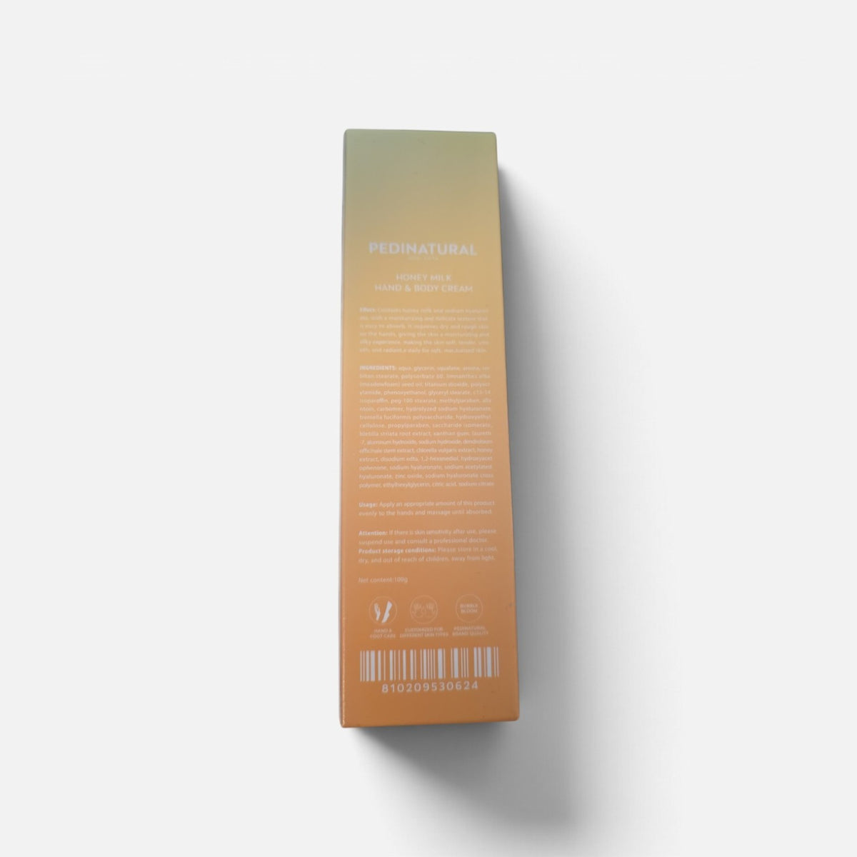 Pedinatural Honey Milk Hand & Body Cream 100g back packaging