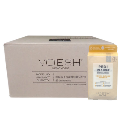 VOESH Deluxe Pedicure In A Box 4 In 1 (Hộp 50 gói) - Honey OatMilk Nourish 