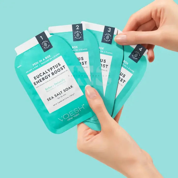 VOESH Deluxe Pedicure In A Box 4 In 1 (Hộp 50 gói) - Eucalyptus Energy Boost 