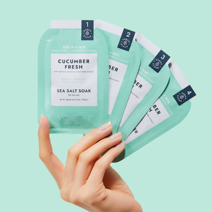 VOESH Deluxe Pedicure In A Box 4 In 1 (Hộp 50 gói) - Dưa chuột tươi 