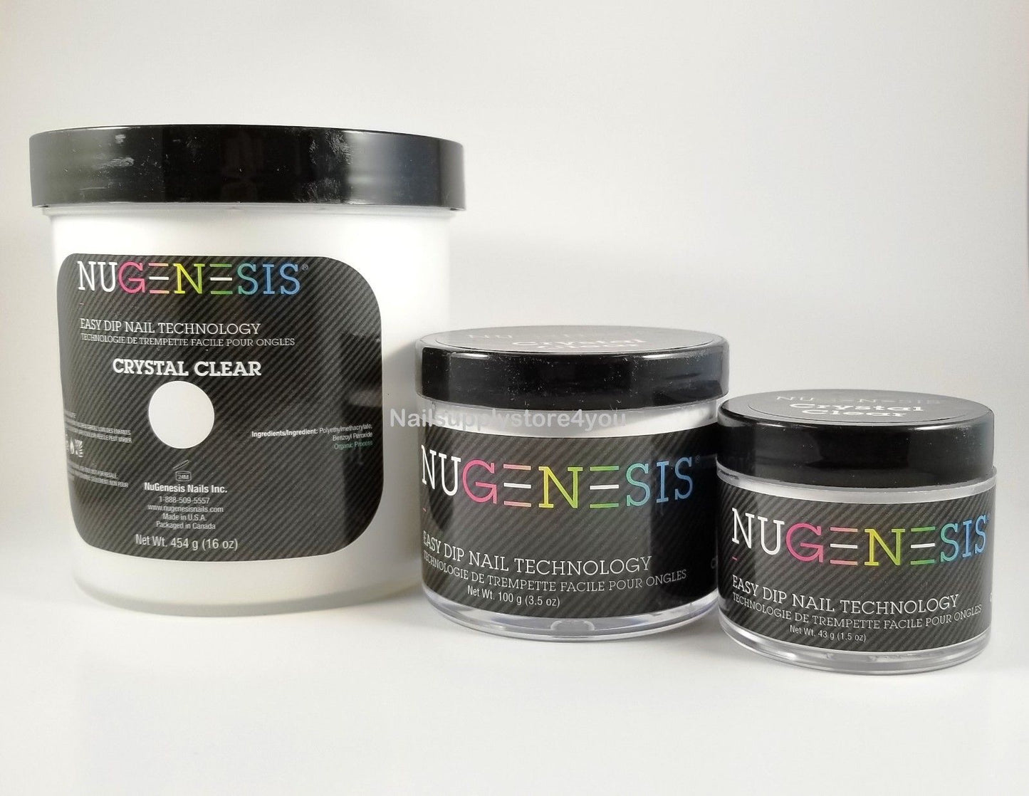 Bột nhúng móng NuGenesis CRYSTAL CLEAR 1,5oz/4oz/16oz 