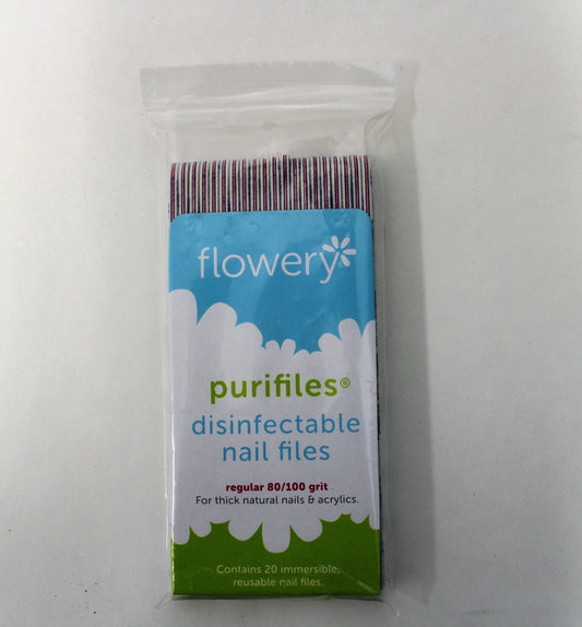 Dũa móng tay khử trùng Flowery Purifiles (80/100 grit) - 20 cái/gói 