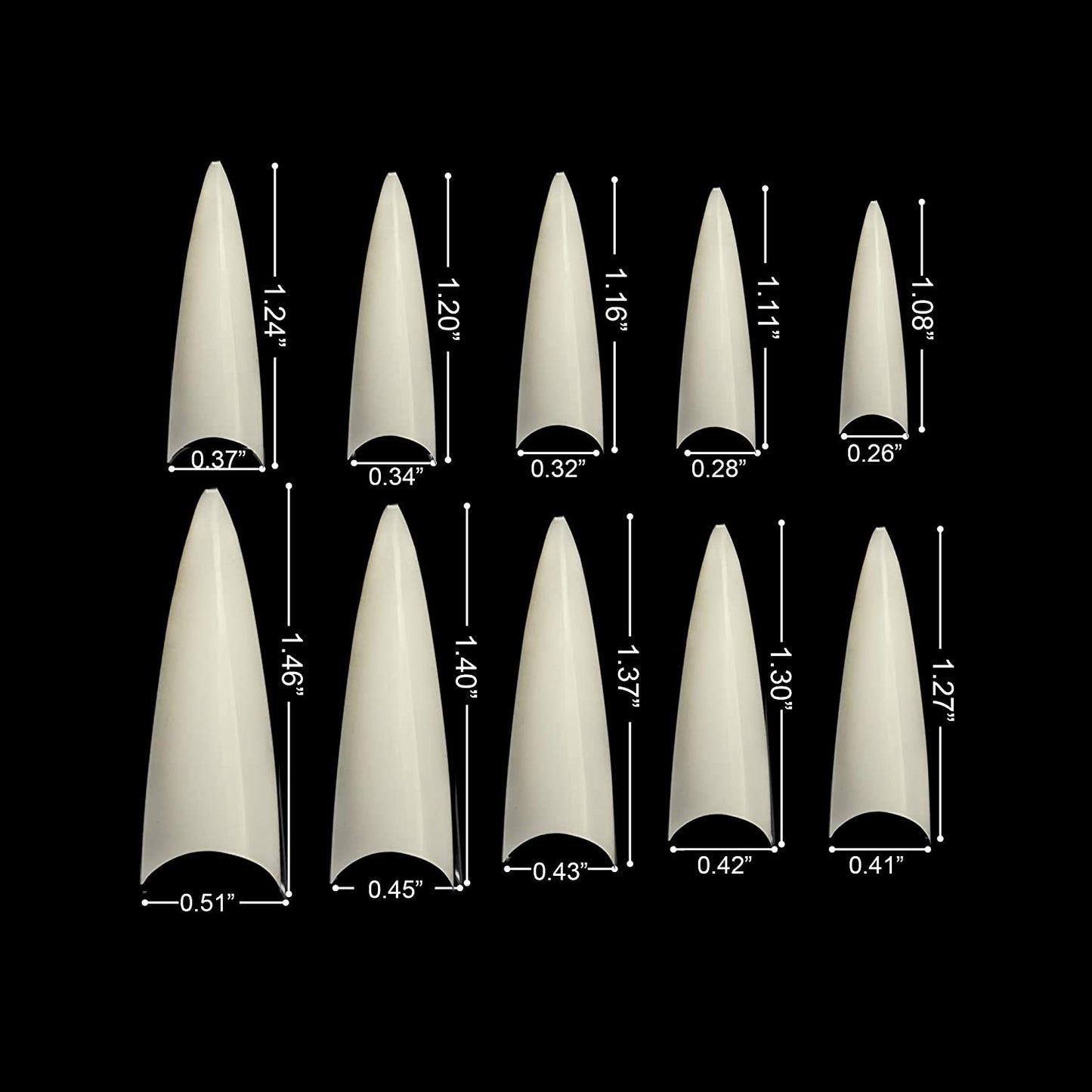 Puntas de uñas naturales Stiletto - 540 puntas/Caja