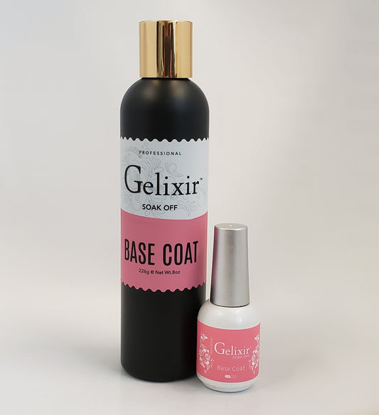 GELIXIR - Gel LED/UV Soak Off - Paquete de capa base - Tamaño de recambio 8oz + 0.5oz