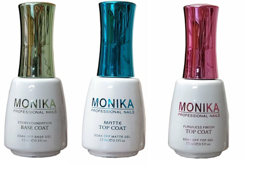 MONIKA Professional - Capa superior de gel UV/LED (sin limpieza), capa superior mate y capa base - 0,5 onzas líquidas/15 ml